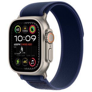 Ремінець Apple Watch Trail Loop Band M/L Для Watch 49mm - Natural Titanium Finish - Blue (MXTW3) 328475 фото