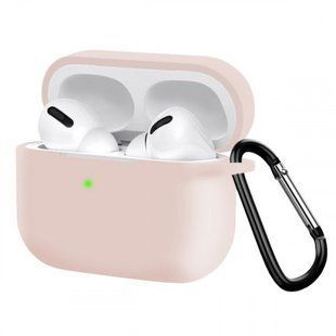 Чохол для навушників Silicon Case Airpods Pro карабин New Pink Sand 215153 фото