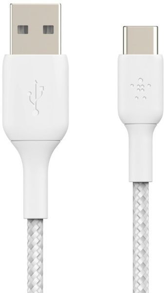 Кабель USB-A > USB-C заряджання/синхронізації Belkin 2м, 15Вт, Type-C, плетений, білий (CAB002BT2MWH) 367622 фото