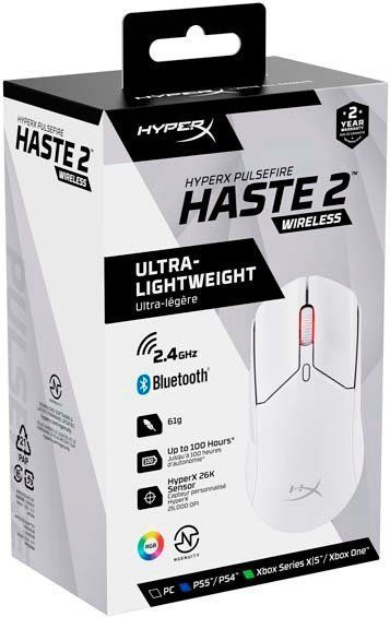 Миша HyperX Pulsefire Haste 2, RGB, USB-A/WL/BT, білий (6N0A9AA) 362925 фото