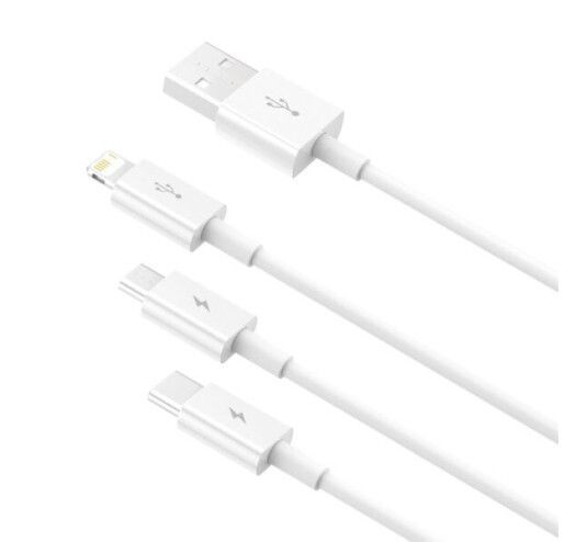 Кабель Baseus Superior Series USB To M + L + C 3.5 A 1.5 М (CAMLTYS-02) White 252279 фото