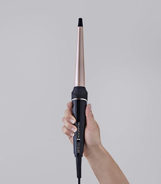 Плойка Remington ProLuxe Midnight Edition, конусна, 37Вт, темп.режимів-10, D-13-25mm, 120-210С, дисплей, кераміка, чорний (CI91W1B) 366369 фото