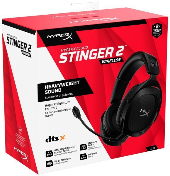 Гарнітура ігрова HyperX Cloud Stinger 2, WL/USB-A, чорний (676A2AA) 365409 фото