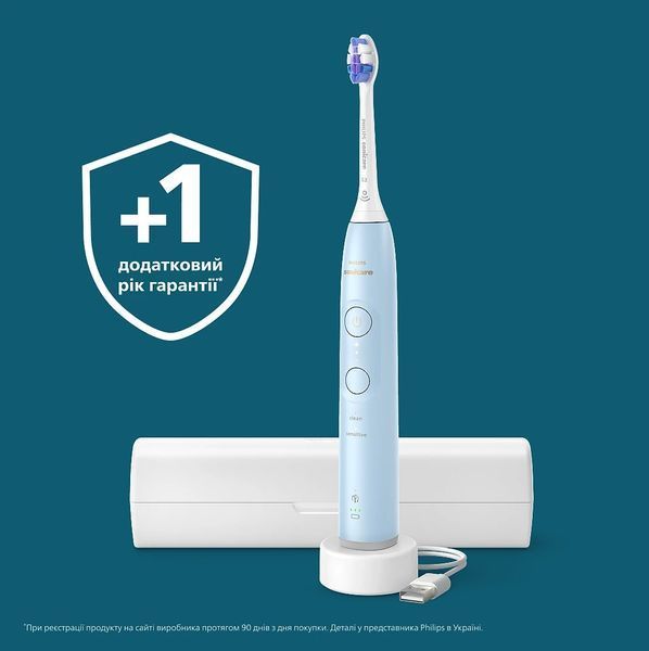 Щітка зубна електр. Philips, Sonicare 6100 Series, 62т. колив/хв, насадок-1, футляр, блакитний (HX7406/02) 387592 фото