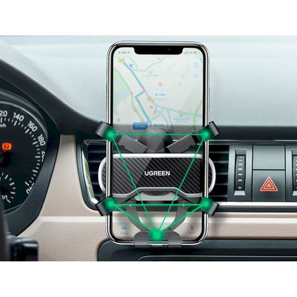 Автомобільний тримач UGREEN LP228 Gravity Drive Air Vent Car Mount Phone Holder With Arc-Shaped Mounting Clip (80871) Black 288267 фото