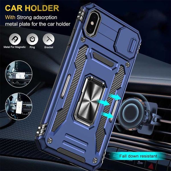 Ударостійкий чохол Camshield Army Ring для Apple iPhone X / XS (5.8") Синій / Navy 283600 фото
