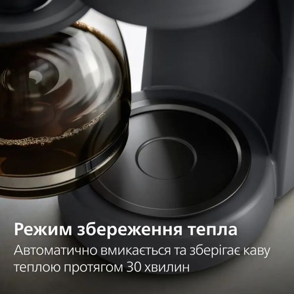 Кавоварка Philips крапельна Essentials Collection, 1.38л, мелена, підтримка температури, темно-сірий (HD7430/90) 369703 фото