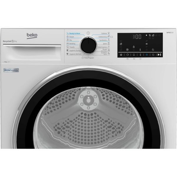 Сушильна машина Beko тепловий насос, 9кг, A++, 60см, дисплей, підсвітка барабану, білий (B5T69233) 374225 фото