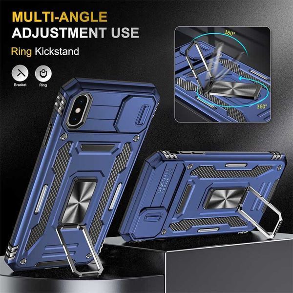 Ударостійкий чохол Camshield Army Ring для Apple iPhone X / XS (5.8") Синій / Navy 283600 фото