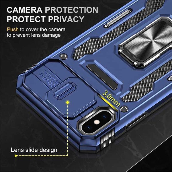Ударостійкий чохол Camshield Army Ring для Apple iPhone X / XS (5.8") Синій / Navy 283600 фото