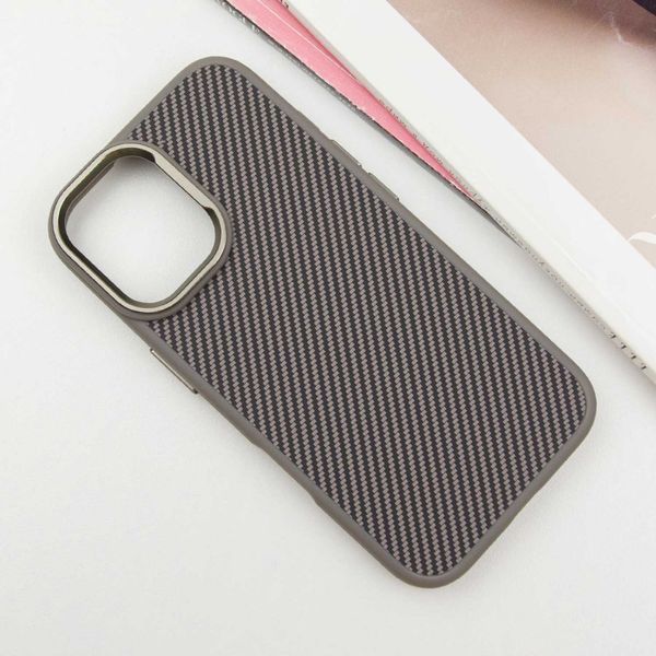 Чохол TPU+PC Carbon with MagSafe для Apple iPhone 16 (6.1") Grey 319204 фото
