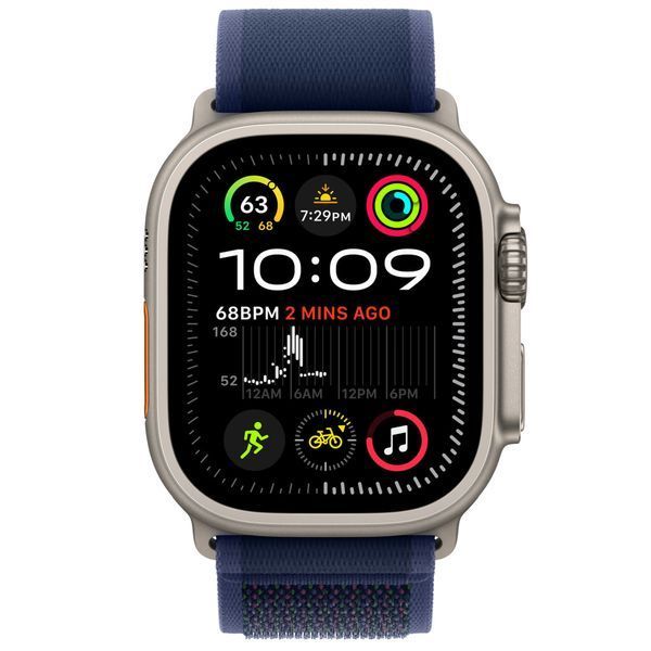 Ремінець Apple Watch Trail Loop Band M/L Для Watch 49mm - Natural Titanium Finish - Blue (MXTW3) 328475 фото