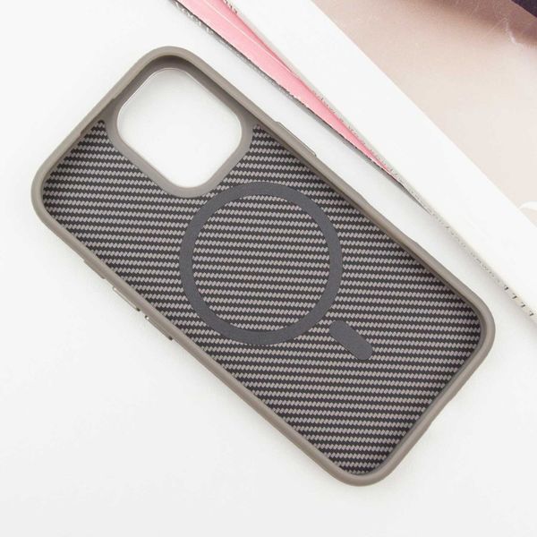 Чохол TPU+PC Carbon with MagSafe для Apple iPhone 16 (6.1") Grey 319204 фото