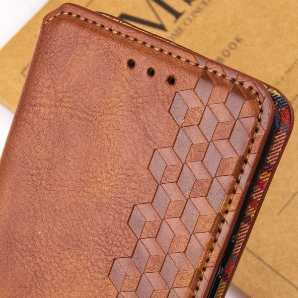 Шкіряний чохол книжка GETMAN Cubic (PU) для Samsung Galaxy S24+ Коричневий 326712 фото