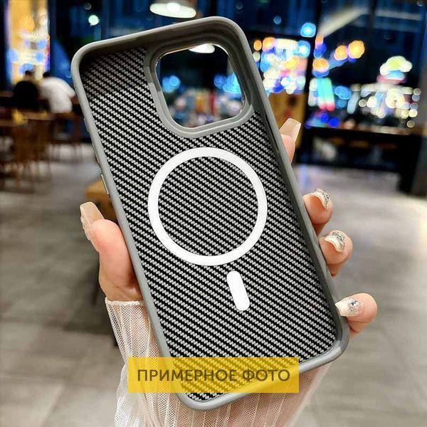 Чохол TPU+PC Carbon with MagSafe для Apple iPhone 16 (6.1") Grey 319204 фото
