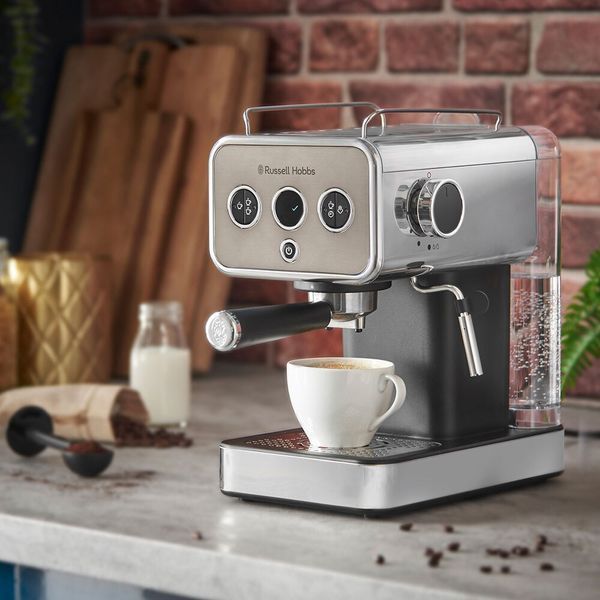Кавоварка Russell Hobbs ріжкова Distinctions Titanium 1.1л, мелена + чалди, сріблястий (26452-56) 362628 фото