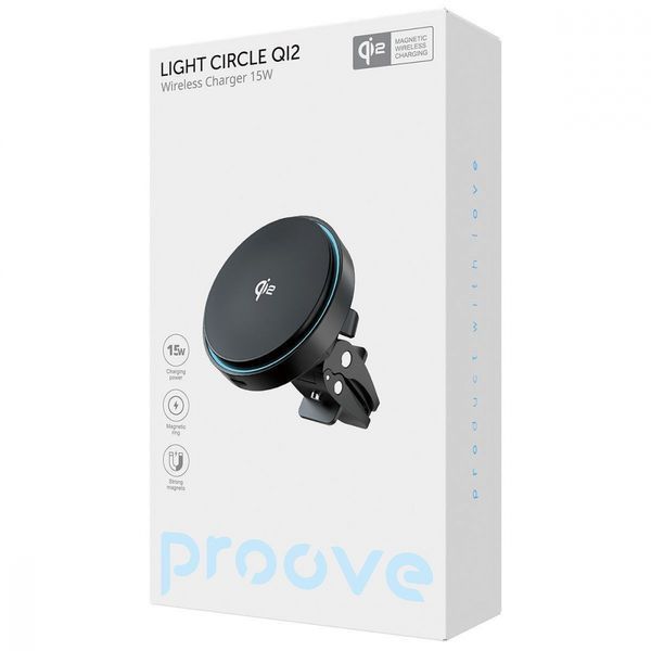 Автомобільний тримач З бездротовою зарядкою Light Circle Qi2 15W (WHLC15010002) Metal Gray 338067 фото