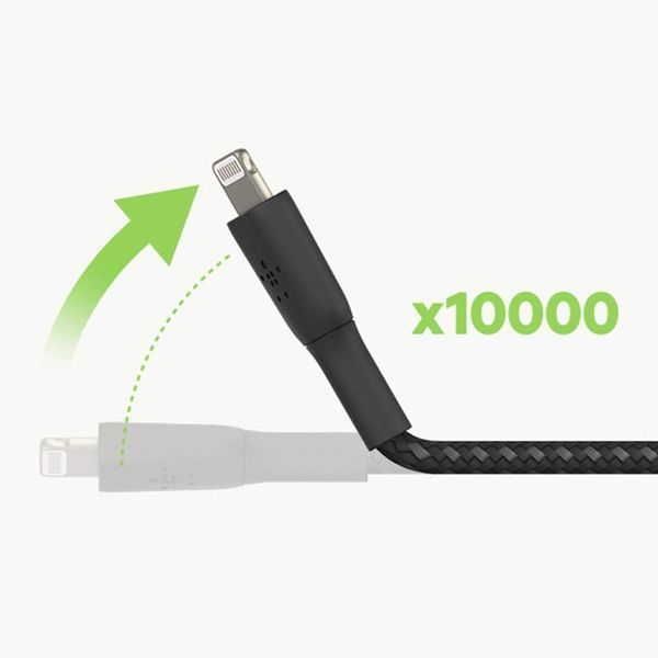 Кабель USB-A > Lightning заряджання/синхронізації Belkin 1м, 12Вт, плетений, чорний (CAA002BT1MBK) 369160 фото