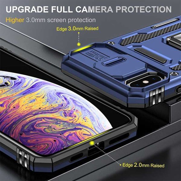 Ударостійкий чохол Camshield Army Ring для Apple iPhone X / XS (5.8") Синій / Navy 283600 фото