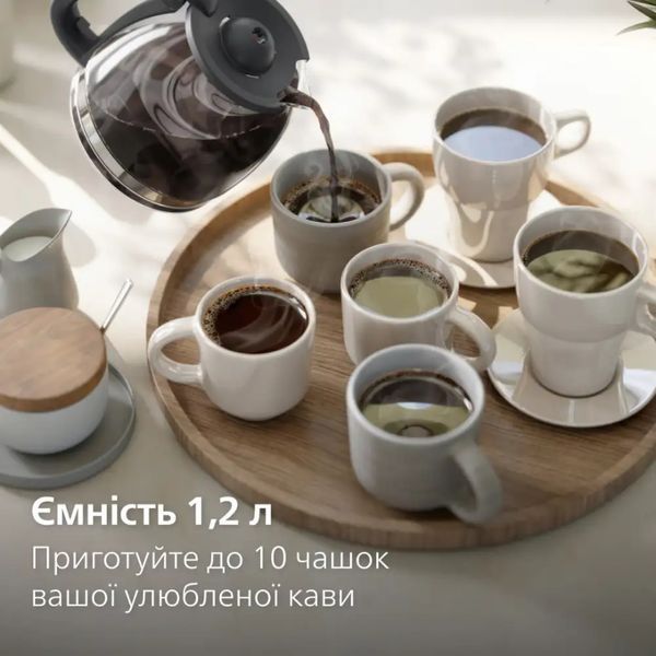 Кавоварка Philips крапельна Essentials Collection, 1.38л, мелена, підтримка температури, темно-сірий (HD7430/90) 369703 фото