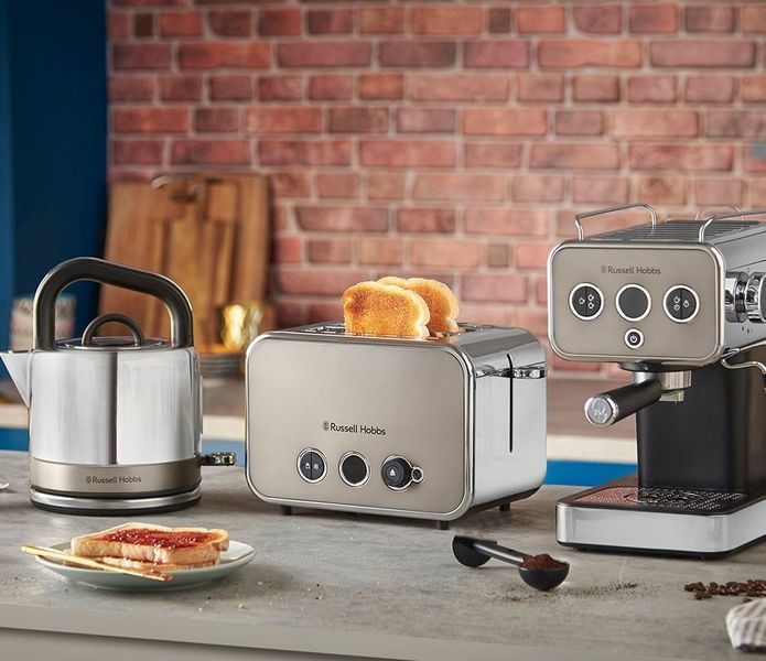 Кавоварка Russell Hobbs ріжкова Distinctions Titanium 1.1л, мелена + чалди, сріблястий (26452-56) 362628 фото