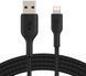 Кабель USB-A > Lightning заряджання/синхронізації Belkin 1м, 12Вт, плетений, чорний (CAA002BT1MBK) 369160 фото 1