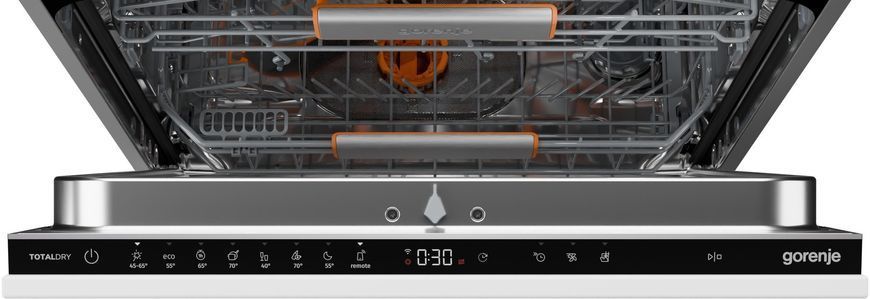 Посудомийна машина Gorenje вбудовувана, 16компл., A+++, 60см, інвертор,Wi-Fi, AquaStop, сенсорн.упр, 3и кошики, білий (GV673D63) 375681 фото