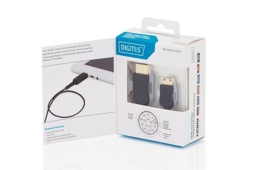 Кабель HDMI високошвидкісного з'єднання, тип C-A, HighFlex M/M, 2.0 м, DB-330121-020-S DIGITUS by ASSMANN 397898 фото