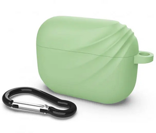 Чохол для навушників Silicon Case Airpods Pro карабин волна Green 215161 фото