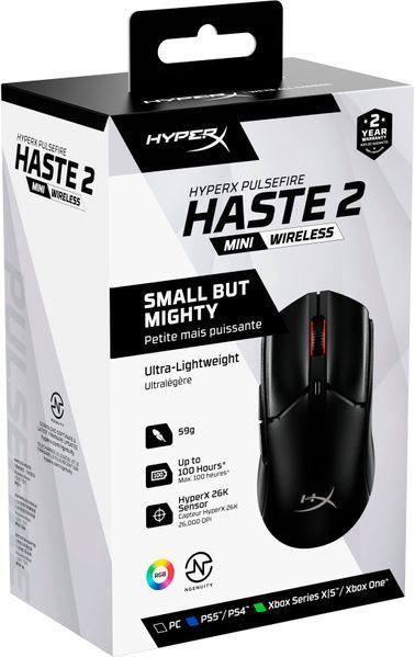 Миша HyperX Pulsefire Haste 2 mini, RGB, USB-A/WL/BT, чорний (7D388AA) 366873 фото