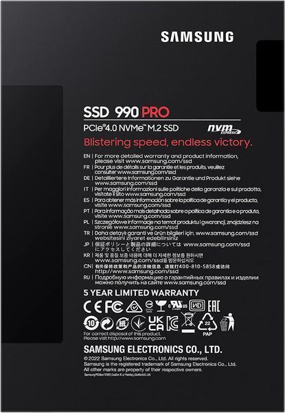 Накопичувач SSD Samsung M.2 2TB PCIe 4.0 990PRO (MZ-V9P2T0BW) 372004 фото
