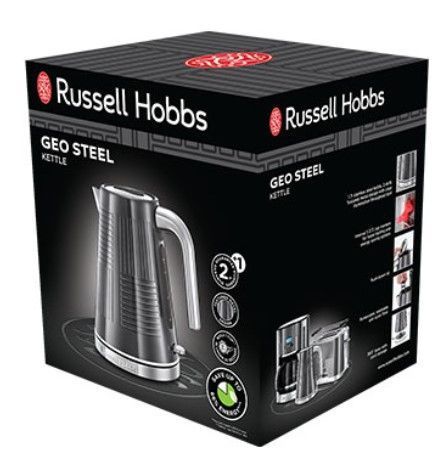 Електрочайник Russell Hobbs Geo Steel, 1.7л, метал, чорний (25240-70) 380977 фото