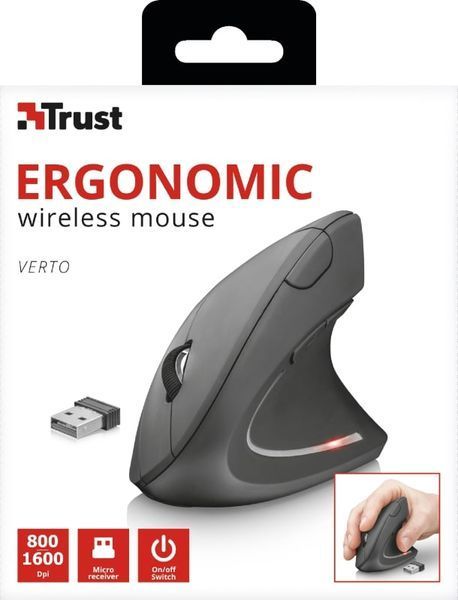 Миша Trust Verto Ergonomic, WL, чорний (22879_TRUST) 372768 фото