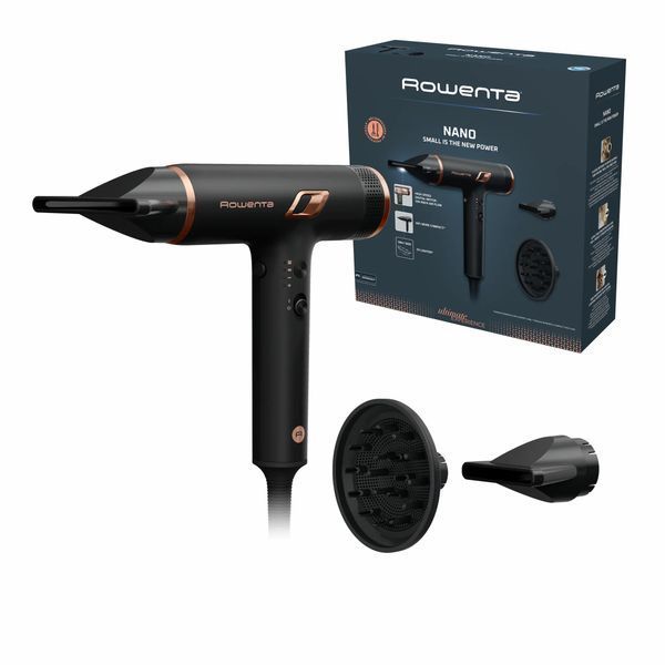 Фен Rowenta T-Shape Maestria Nano, 1700Вт, 3 режими, дифузор, іоніз-я, хол. обдув, чорний (HY8310F0) 367516 фото