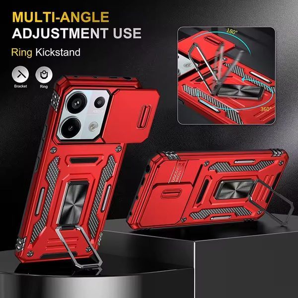Ударостійкий чохол Camshield Army Ring для Xiaomi Redmi Note 13 Pro 4G / Poco M6 Pro 4G Червоний / Red 315920 фото