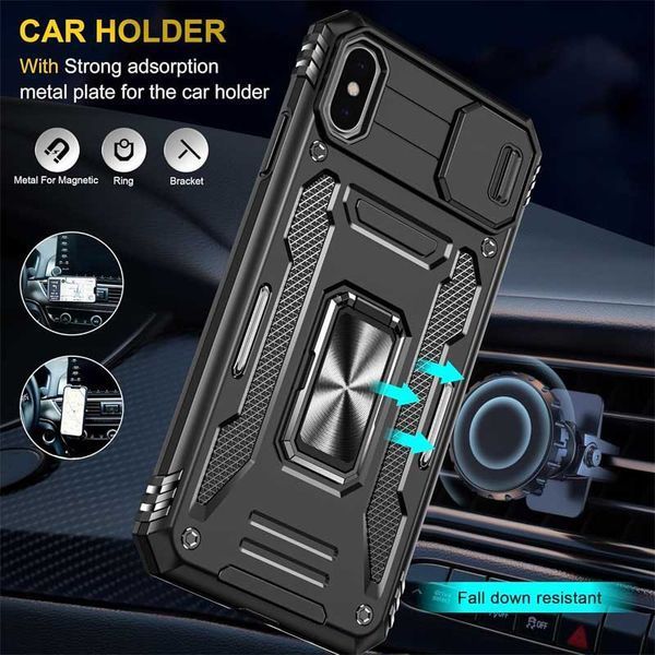 Ударостійкий чохол Camshield Army Ring для Apple iPhone X / XS (5.8") Чорний / Black 283601 фото