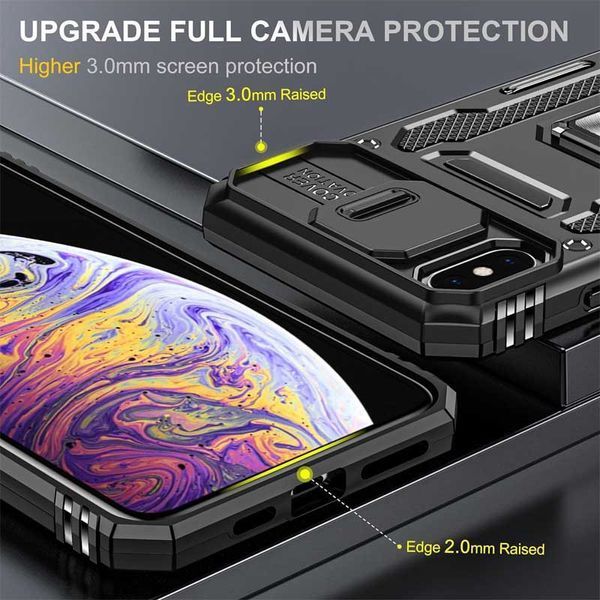 Ударостійкий чохол Camshield Army Ring для Apple iPhone X / XS (5.8") Чорний / Black 283601 фото