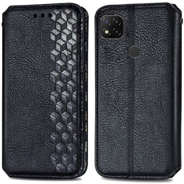 Шкіряний чохол книжка GETMAN Cubic (PU) для Xiaomi Redmi 9C Чорний 215997 фото