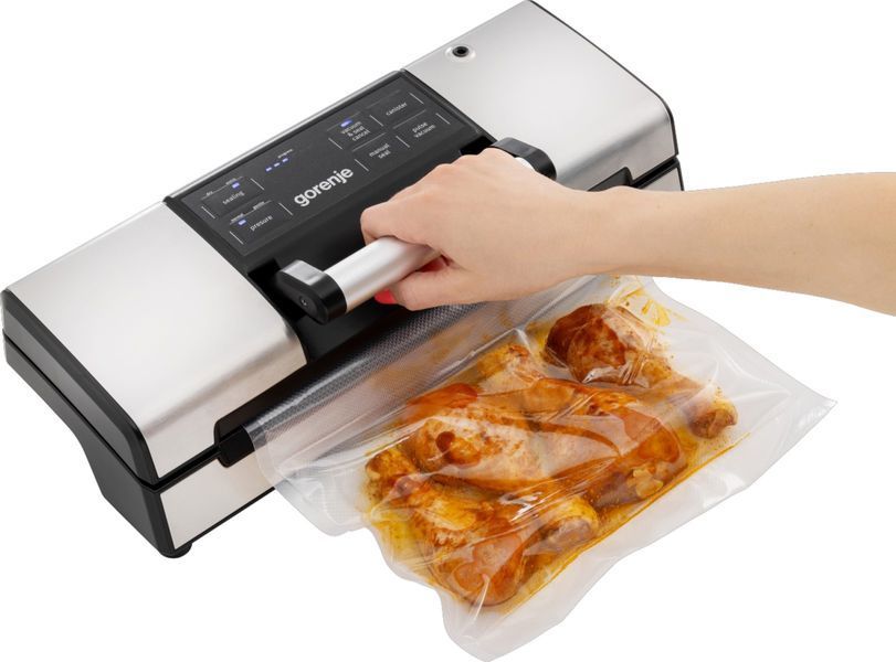 Вакууматор Gorenje для пакетів, 120Вт, 30см, електронне керування, +10 пакетів, нерж, чорний (VS120EPRO) 372355 фото