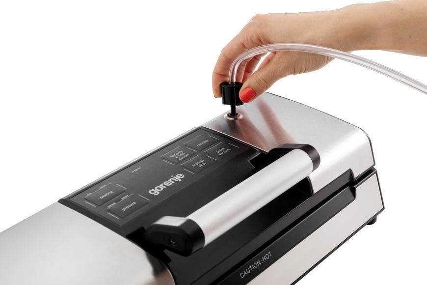 Вакууматор Gorenje для пакетів, 120Вт, 30см, електронне керування, +10 пакетів, нерж, чорний (VS120EPRO) 372355 фото