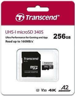 Карта пам'яті Transcend microSD 256GB C10 UHS-I U3 A2 R160/W125MB/s + SD (TS256GUSD340S) 370608 фото