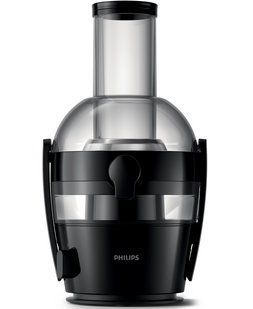 Соковитискач Philips Viva Collection відцентрований 800Вт, чаша-2л, жмих-1.2л, жолоб на ціле яблуко, пластик, чорний (HR1855/70) 373133 фото