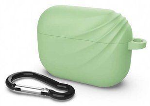 Чохол для навушників Silicon Case Airpods Pro карабин волна Light Green 215162 фото