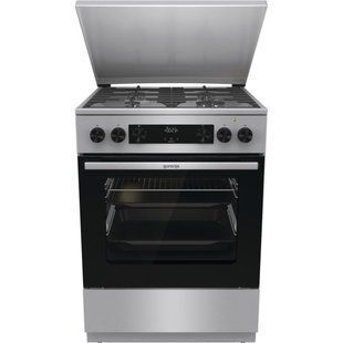 Плита Gorenje комбінована, 71л, 60x60см, дисплей, чавун,з кришкою, програматор IconLed,нерж (GKS6C71XF) 375158 фото