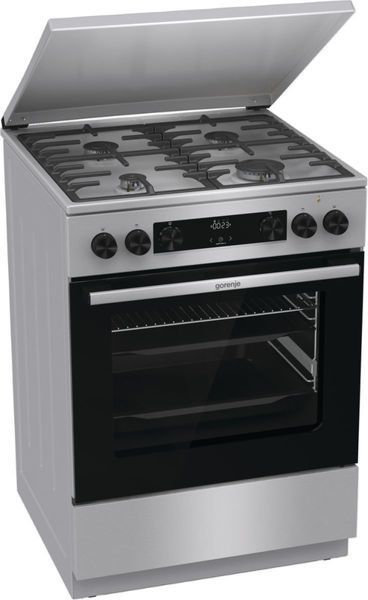Плита Gorenje комбінована, 71л, 60x60см, дисплей, чавун,з кришкою, програматор IconLed,нерж (GKS6C71XF) 375158 фото