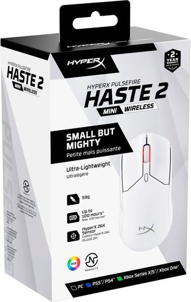 Миша HyperX Pulsefire Haste 2 mini, RGB, USB-A/WL/BT, білий (7D389AA) 366980 фото