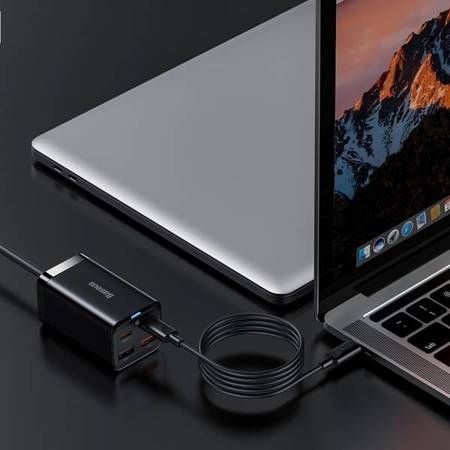 Зарядний Пристрій Baseus GaN3 Pro 65W (2 Type-C + 2 USB) + Cable Type-C to Type-C 100W (1m) (CCGP040101) Black 252340 фото