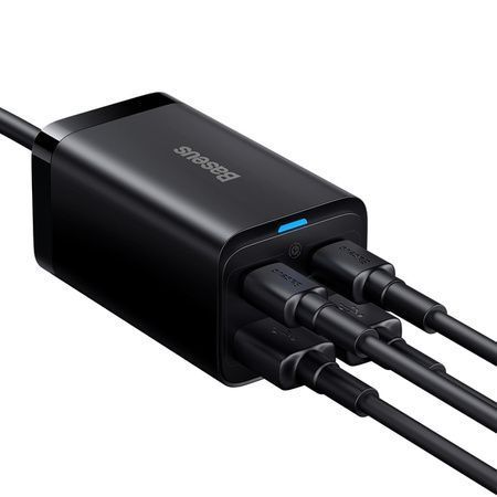 Зарядний Пристрій Baseus GaN3 Pro 65W (2 Type-C + 2 USB) + Cable Type-C to Type-C 100W (1m) (CCGP040101) Black 252340 фото