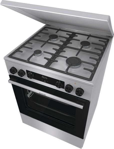 Плита Gorenje комбінована, 71л, 60x60см, дисплей, чавун,з кришкою, програматор IconLed,нерж (GKS6C71XF) 375158 фото