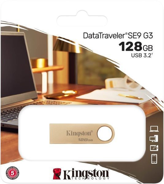 Флеш-пам'ять USB Kingston DT SE9 G3 128GB USB 3.2 Gold (DTSE9G3/128GB) 318771 фото